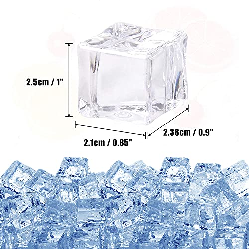 Huianer Acrylic Ice Cubes - Square Shape, Glass Luster, Fake Crystal Clear for Photography Props, Kitchen Toy Decoration - 1inch/2.5cm (20 PCS)