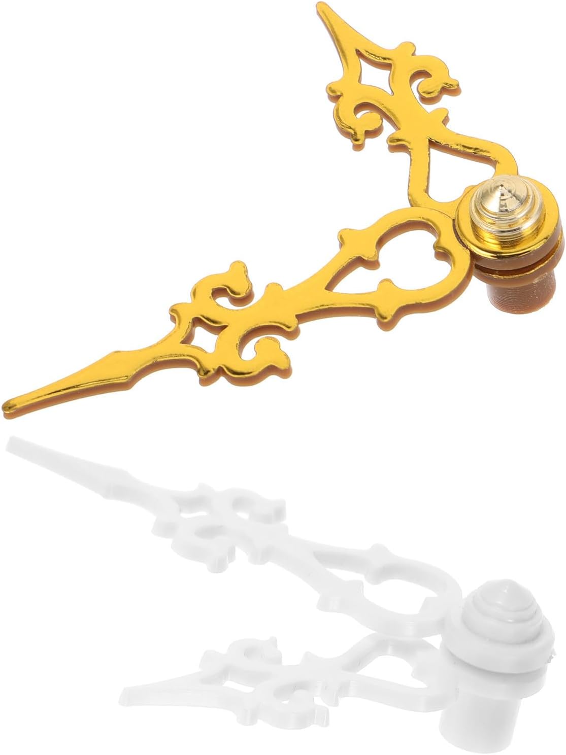 2 Sets Decorative Plastic Cuckoo Clock Hands Kit with Golden Finish, Easy Installation and Silent Operation, for Mantel Clock Restoration and Office Use