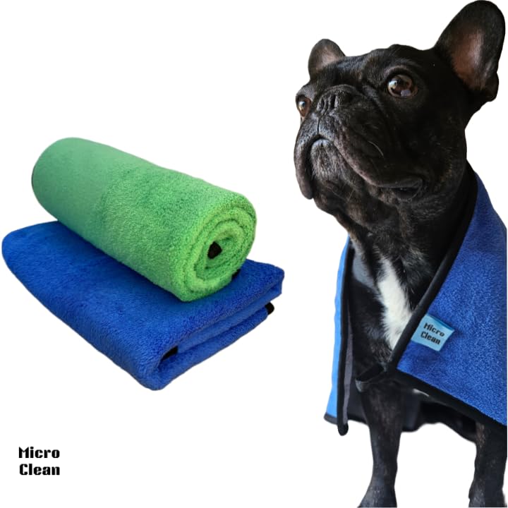 Micro Clean Pet Towels Pack of 2 – 600 GSM Microfiber Towels for Dogs & Cats | Soft, Quick-Dry, Odor-Resistant | Medium 40x60 cm | Ultra Absorbent Pet Bath Drying Towel for Grooming & Travel 3