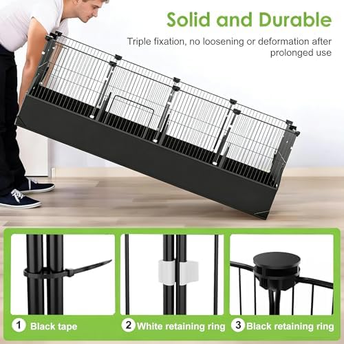 Waterproof PVC Bottom Liner Guinea Pig Cage, Animal Cage with One-Hand Release Hook, Triple Fixing C&C Cage for Guinea Pigs, Bunnies, Rabbits, Hedgehogs, Indoor Playpen 48''L x 24''W x 16''H - 1