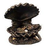 Bronzed Finish Mermaid Baby In Clam Shell Statue