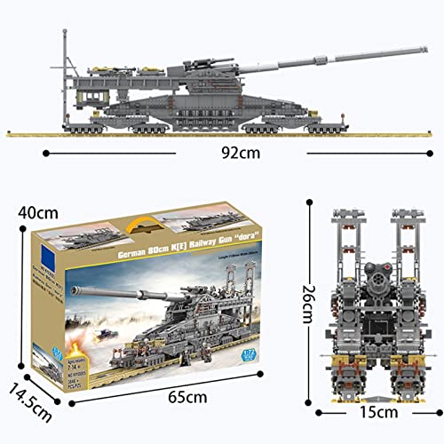 3 In 1 WWII Deutsches Eisenbahngeschütz Modellbausatz Groß Militar Panzer Panzerung Modell, 3846 Teile 1/72 Armee… – Bild 7