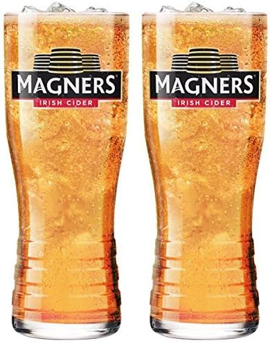 2 x Magners Irish Cider Pint Glass Ridged (2 Glasses) by Magners