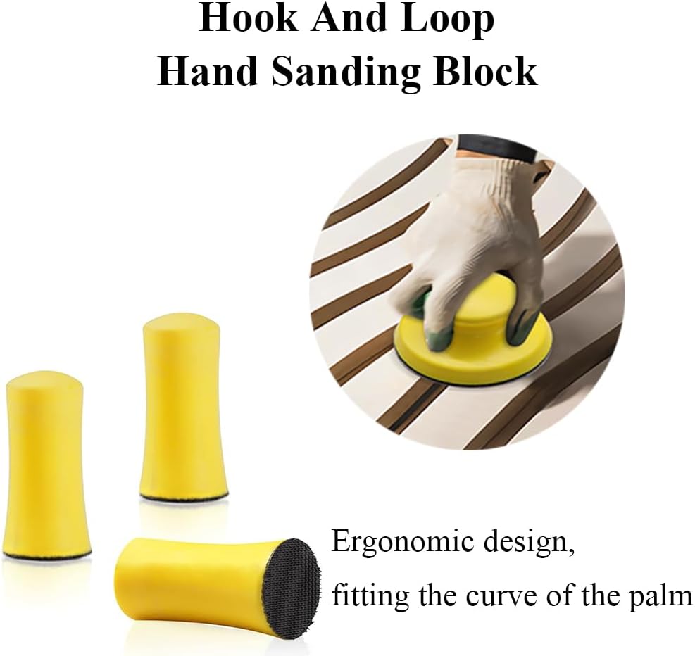 Reusable Hand Sander Block, Yellow Foam Manual Sanding Block Dust, for Sanding or Polishing DIY Projects Home Crafts (Model A)