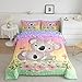 Feelyou Cute Koala Comforter Set Cartoon Koala Bedding Set for Kids Boys Girls Blossom Floral Comforter Kawaii Animal Decor Inner Fill Duvet Set 1 Comforter Set with 1 Pillowcase Twin Size