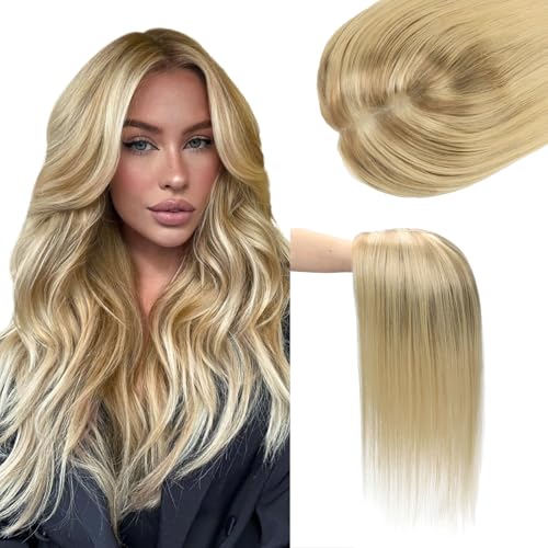 SAFIRENY Human Hair Topper 150 Density 16 inch 6x7 inch Large Base 75 grams Toppers Hair Pieces for Women 100% Real Human Hair（16inch #102727）