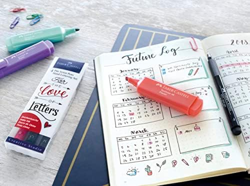 Faber-Castell 267118 - Pencil Pen Pitt Artist Pen Lettering Starter Set, 9 Pieces (5 Pitt Artist Pens with Brush Tip, 2 Pitt Artist Pen Fineliner, 1 Castell 9000 Pencil B, 1 Sharpener)