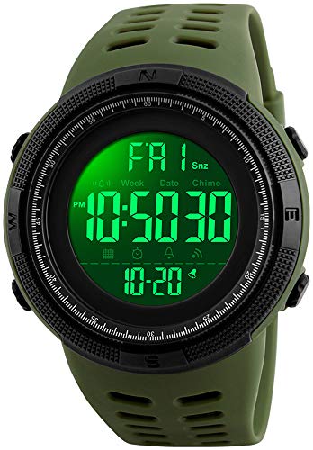 Image of FANMIS Mens Digital LED Sports Watch Military Multifunction 12H /24H Time Dual Time Alarm Countdown Back Light with Simple Design 164FT 50M Water Resistant Calendar Month Date Day Watch