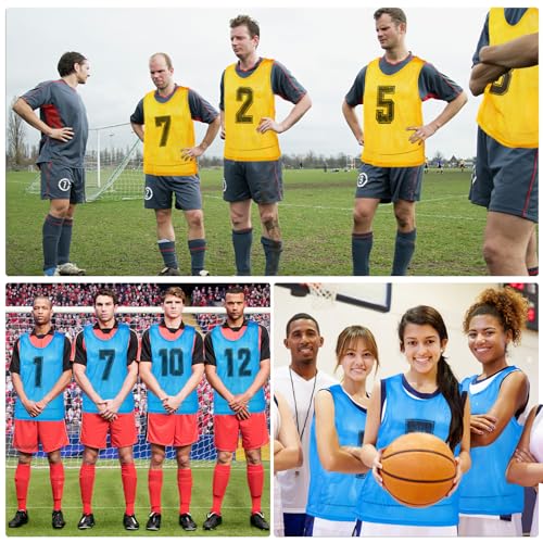 Image of Vabean 24 Pack Nylon Mesh Scrimmage Team Practice Vests Pinnies Jerseys Train Vest for Adult Sport Basketball Soccer Football