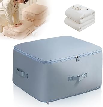 Ultra Space Saving Self Compression Organizer, 2026 Upgrade Space Saver Quilt Compression Storage Bag, Premium Comforter Storage Bag for Storage Comforter Blanket Blue, X-Large54x42x60cm