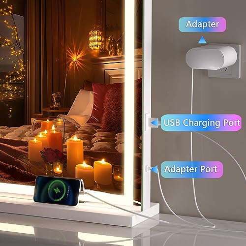 Hasipu 化粧鏡 ライト付き LED メイクアップミラー 調光機能付き 3段階調光 タッチスクリーン操作 化粧鏡 ホワイト (70 × 50 cm - 白) 型番ZAW の商品画像 8