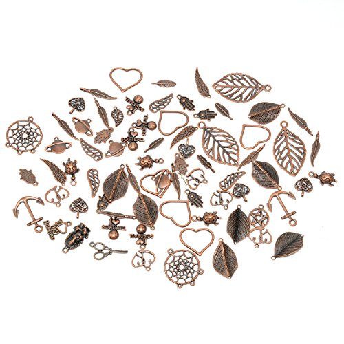 100G Mixed Charms Pendants Assorted Diy Antique Bronze Charms Pendant For Crafting Bracelet Necklace Jewelry Findings Jewelry Making Accessory (Red Copper) #TOP2
