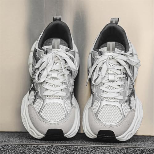 Men's Fashion Chunky Platform Lace-Up Mesh Sneakers Casual Lightweight Round Toe Autumn Trainers Walking Travel Dad Shoes2