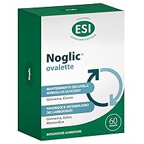 ESI Noglic, Integratore per il Controllo della Glicemia nel Sangue, con Gymnema Sylvestre, Cromo e Gelso Bianco, Stimola il Metabolismo dei Carboidrati, Riduce il Senso di Fame, 60 Ovalette