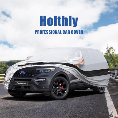 Image of 10 Layers SUV Car Cover Custom Fit for Ford Explorer (2006-2026), Waterproof All Weather for Automobiles, Outdoor Full Cover Sun Dust Rain Protection with Cotton. Silver