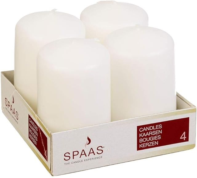 Spaas Unscented Pillar Candle 50/80 mm, 18 Hours, White