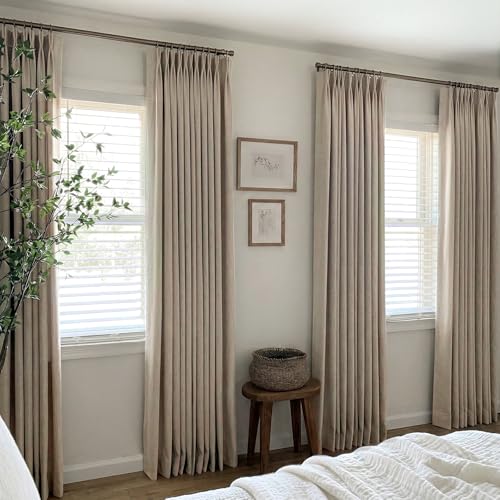 CAPALOCA Pinch Pleated Curtains Blackout, Linen Blackout Curtains 84 inches Long for Bedroom, Thermal Insulated Pinch Pleated Drapes for Living Room, 60" W x 84" L (Pack of 1), Burlywood Birch by CAPALOCA - Used condition - Image 6