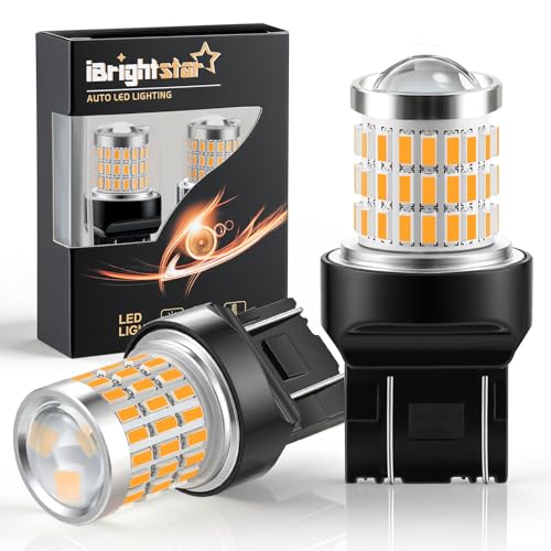 iBrightstar 7443 LED Bulb Amber, 7440 LED Turn Signal Bulbs Super Bright for Vehicle Blinker Lights and Turn Signal Lights, 2 Pack