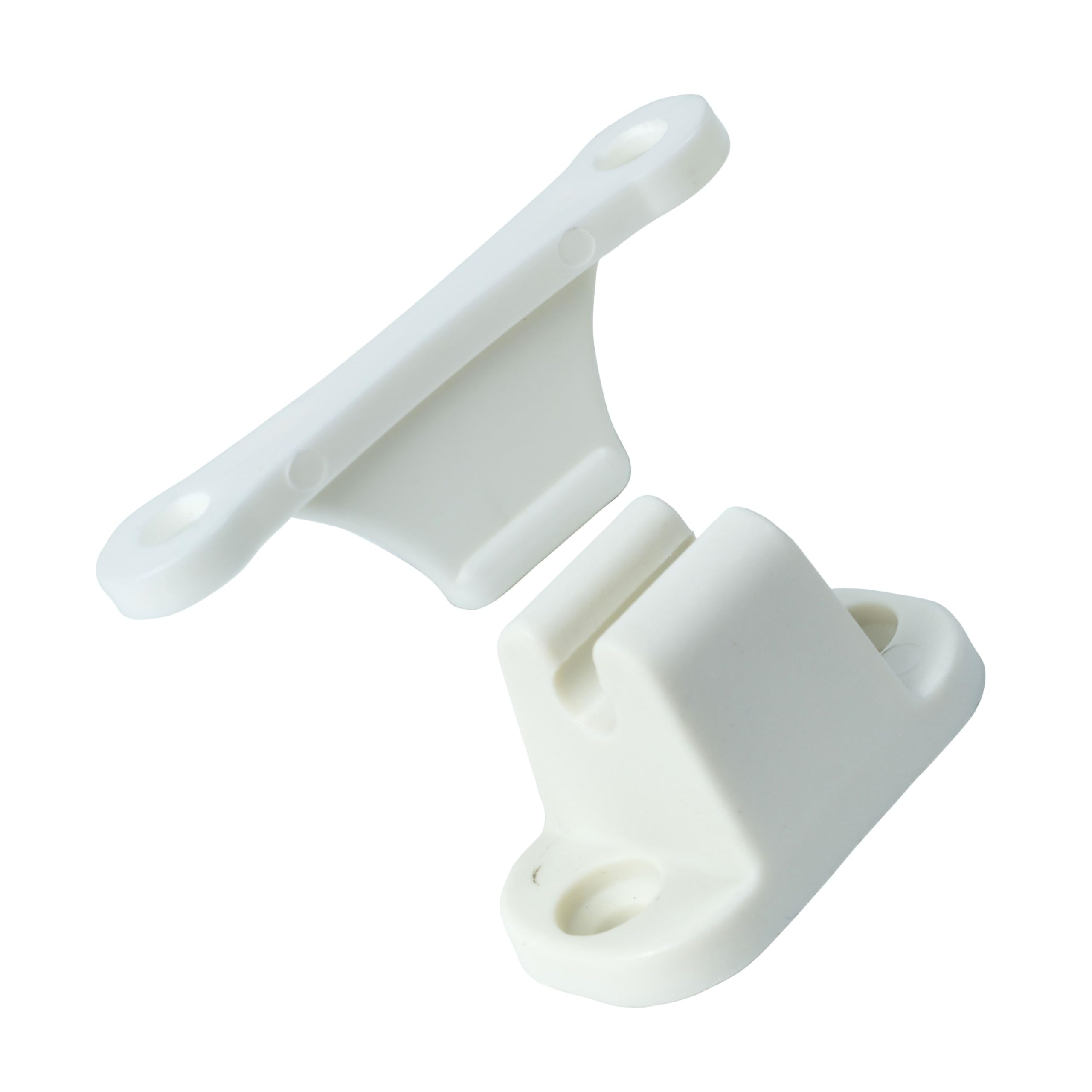 Fermo per Porta Roulotte e Camper, Interasse fori 35 mm e 48 mm, Serratura di Bloccaggio Bianca, per Sportelli di Servizio e Gavoni di Stoccaggio, Sicura per Porta Camper, Accessori Camper Roulotte