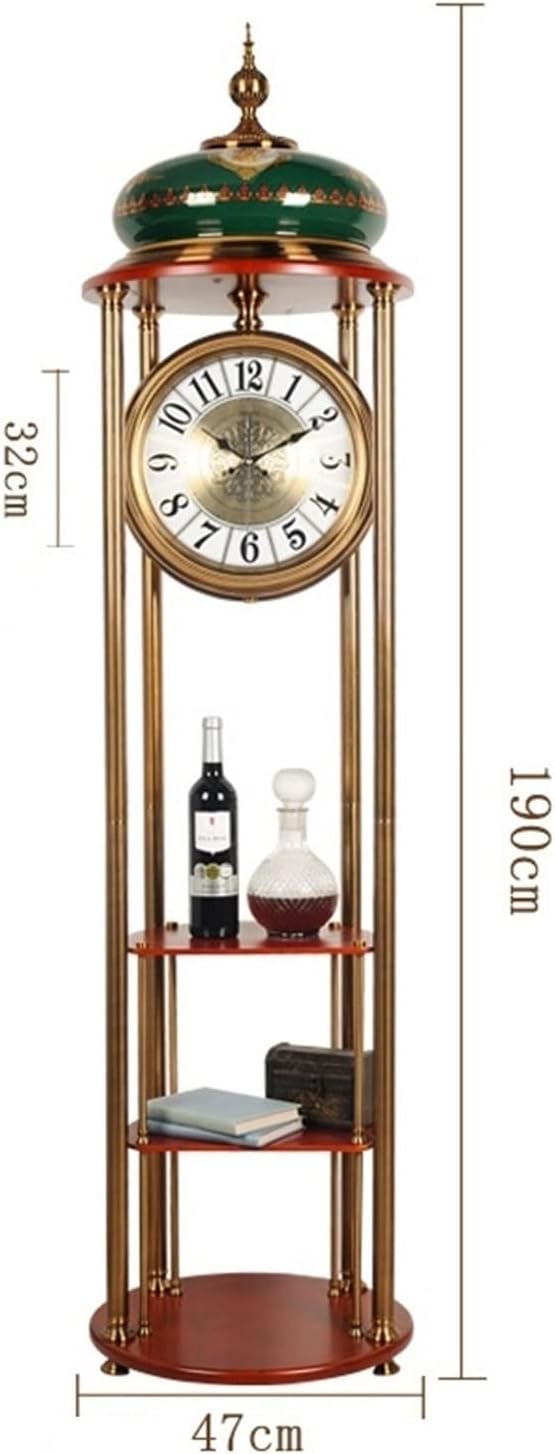 Grandfather Clock Floor Clock Desktop European Style Floor Clock New Home Living Room with Ancient Style Full Copper Pendulum Clock Grandfather Alarm