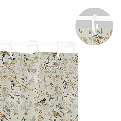 Nander Fabric Shower Curtain, Fade-Resistant Waterproof Bath Curtain For Master Bathroom, Guest Bathroom, 60 X 72 Inches, Elegant Bird Flower #TOP4