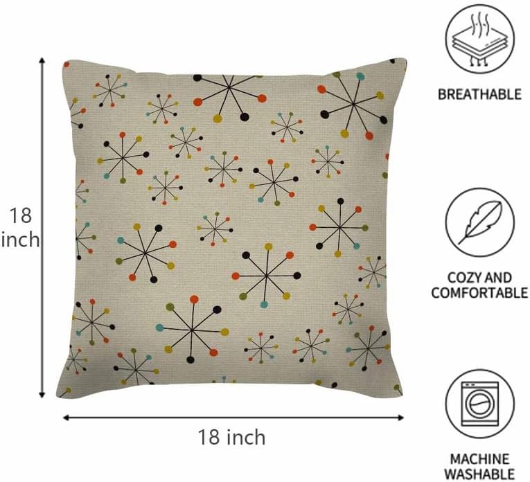 Miniatura 5 de Fundas de almohada de mediados de siglo 60S, diseño geométrico absctract Space Christmas Diseño retro de los años 50 y 1960, funda de almohada de 18