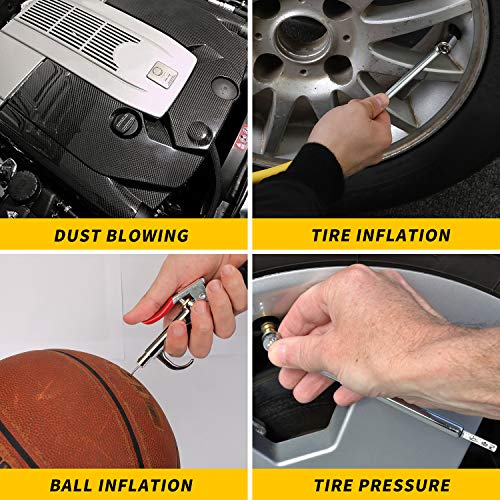 Hromee 19 Pieces Air Compressor Accessories Kit With 3/8 Inch X 25Ft Hybrid Hose, 1/4 Inch Npt Quick Connect Fittings, Air Blow Gun, Tire Gauge And Wire Brush #TOP5