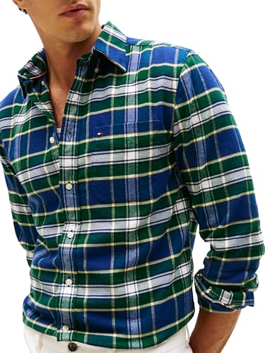 Image of Tommy Hilfiger Men's Long Sleeve Oxford Shirts in Regular Fit, Men's Button Down Shirts, Also Available in Big and Tall