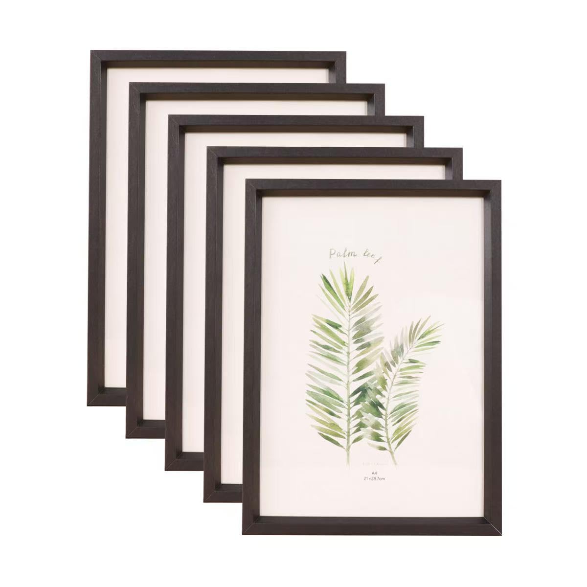 Wood Picture Frame 5 Pack Wooden Photo Frame Certificate Frame with Plexiglass for Wall Mount or Tabletop Display (Black, 8inch(15.2 * 20.3))