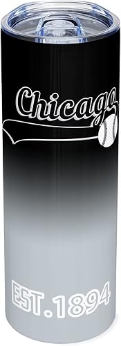 Chicago EST 1894 - Vasos de 20 onzas rectas y delgadas para automóvil, taza de café para viajes deportivos, de acero inoxidable, aislada, colección