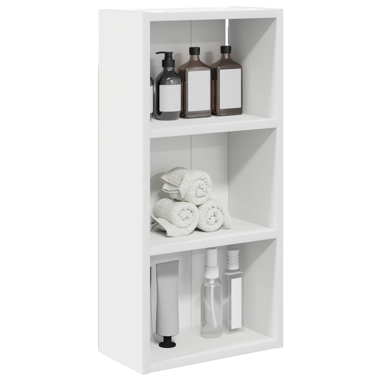 vidaXL Bathroom Wall Cabinet White 30 x 16 x 62.5 cm Engineered wood, Modern Bathroom Cabinet, Rectangular Shelf, Functional Storage, Space Saving Solution, Contemporary Home Decor, Elegant Design