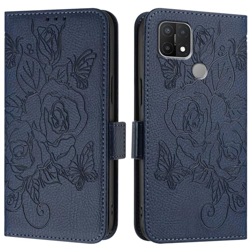 Étui folio Oppo A15S bleu avec dragonne pour vos déplacements