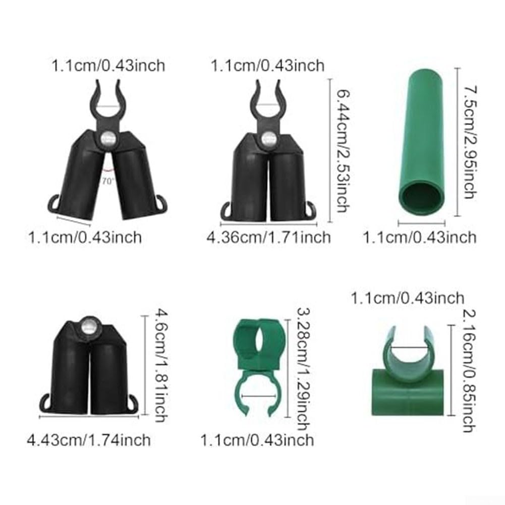 70 conectores ajustables para enrejado de plantas, clips de conector de invernadero de 11 mm, marco de escalada de tubo redondo de invernadero