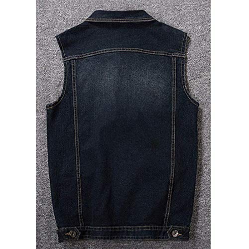 Image of Men's Casual Button Up Denim Vest Vintage Sleeveless Jeans Vest Jacket