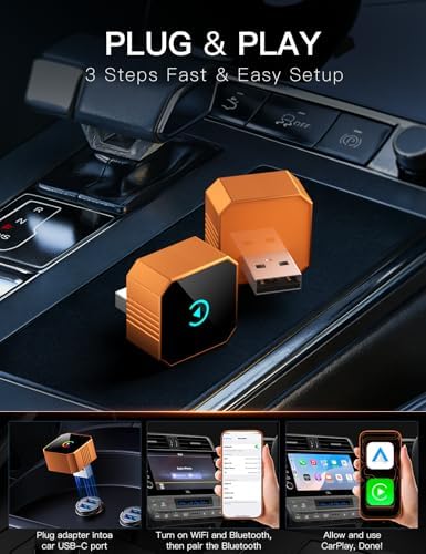 2026 Upgraded Wireless CarPlay Adapter for iPhone＆Android, Car Play Mini Wired to Wireless Adapter for CarPlay ＆Android Auto 2 in 1 Plug and Play Stable Connection & No Latency for iPhone iOS 10+ - 5