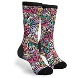 Colorful Music Note Musical Instrument Crew Socks Casual Mid Calf Dress Socks Long Tube Socks For...