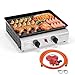 ROVSUN 2 Burner Poartable Gas BBQ, 2000BTU Outdoor Barbecue Grill, Tabletop Stainless Steel BBQ with Non-Stick Griddle for Camping, Patio Party