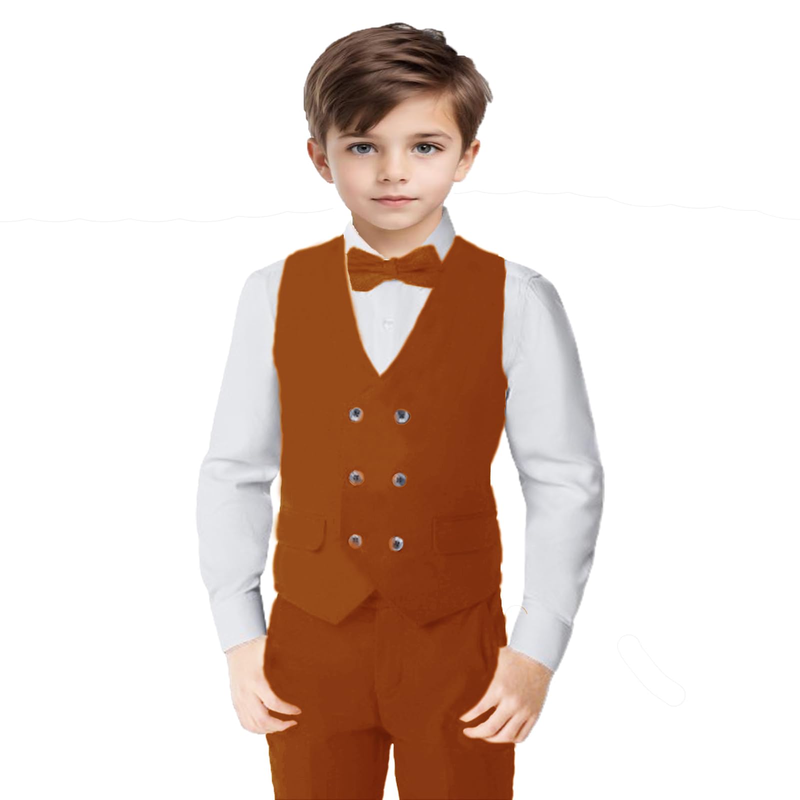 optkeat Boys Suit 2 Piece Dress Vest Pants Suits for Boys Slim Fit Boys Tuxedo Double Breasted Ring Bearer Outfit