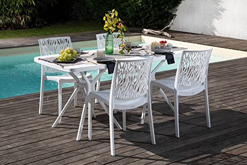 Table de jardin rectangulaire Oliver blanche 158x78cm - 3