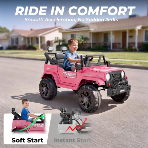 Image of ARBELI 12V Electric Ride On Car, Toddler First Car, Pink