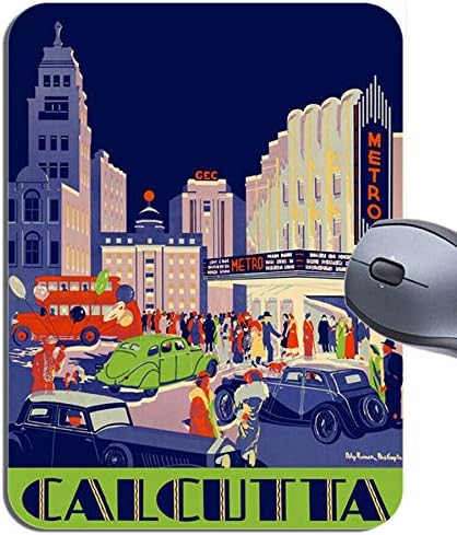 FunkyzillaCalcutta By Night Metro Cinema Poster Mouse Mat. Travel kolkata India Mouse Pad