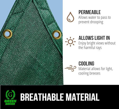 Image of HDPE Fabric Self Fold with SS Eyelet Sun Shade Sails 85-90% Protection from Sun & UV Rays Ideal for CarParking,Outdoor Garden,Balcony,Tent(Green Black Color, 14 X 16 Feet) Pack of 1 Pc