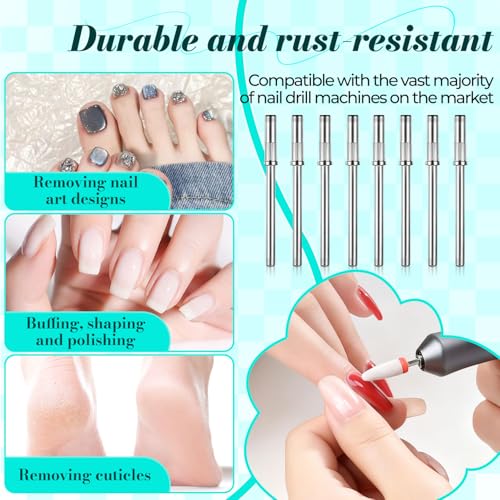 OLLBIT 6PCS Mandrel Bits for Small Sanding Bands 3.1MM Mini 3/32 Shank Nail Drill Bits Small Sanding Band Nail Drill Bit for Electric Drill File Machine Acrylic Nails Manicure Pedicure Tool (6 Pcs)