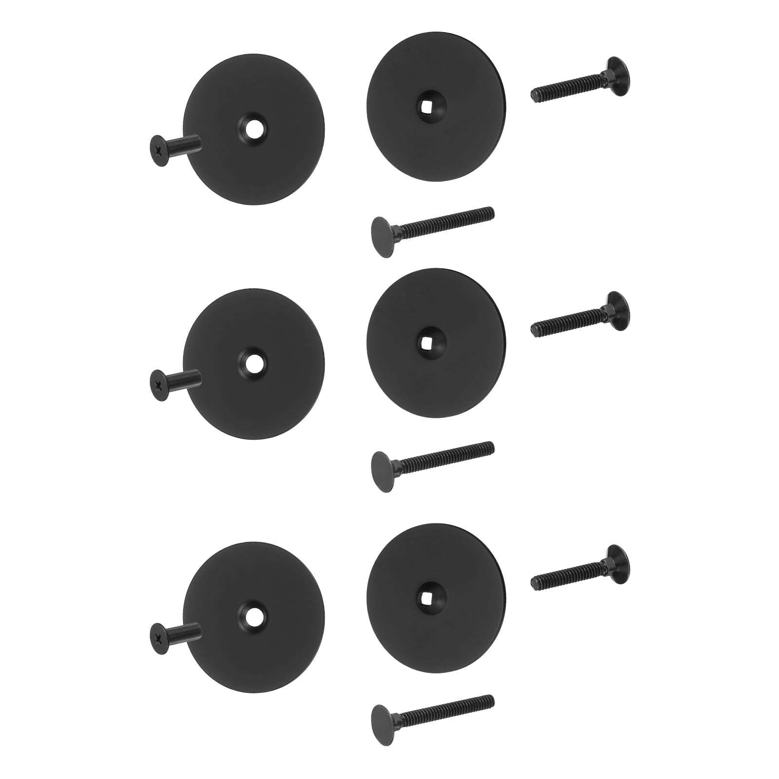 PATIKIL 3Pcs Round Door Hole Cover Plate, (2-5/8" Dia, Black) Alloy Steel Deadbolt Cover Plate Door Knob Filler Plates with 1" and 1.38" Connecting Screws, Suit for - Door/Cabinet/Wall