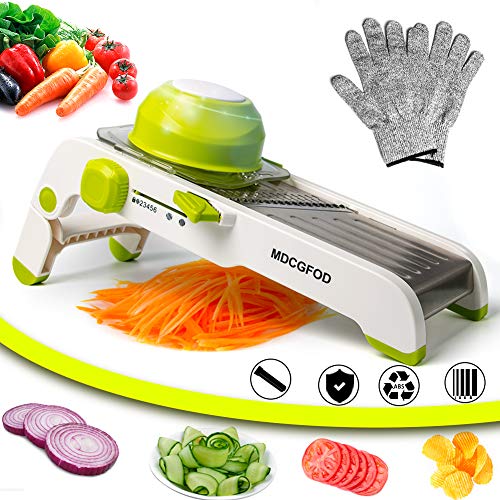 MDCGFOD Mandoline Slicer Cutter Adjustable Mandoline Slicer Vegetable Slicer Cheese Grater Stainless Steel Multi Blades with Slices Juliennes and Waffles