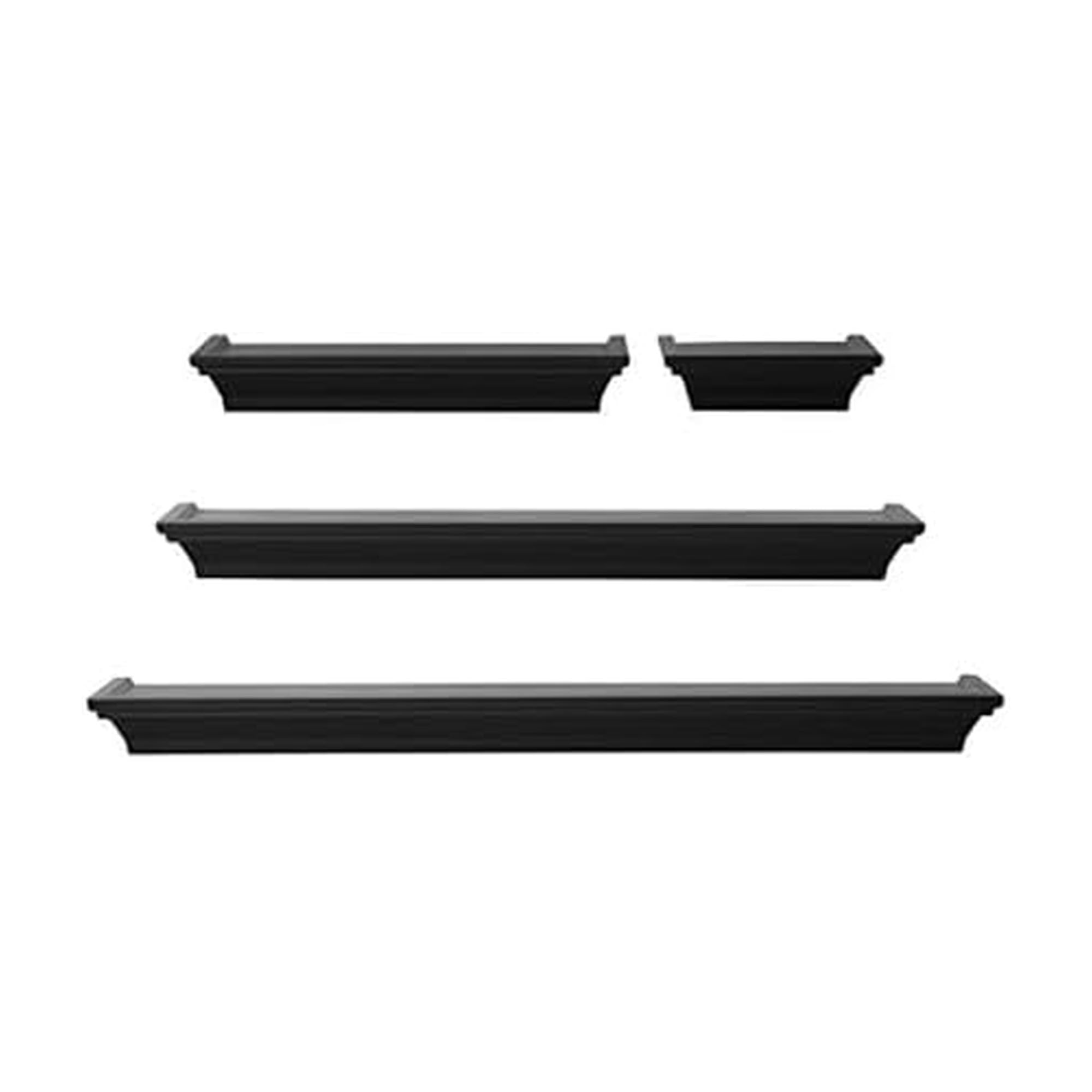 Melannco Floating Wall Shelves for Bedroom, Living Room, Bathroom, Kitchen, Nursery, Set of 4, Black, 4 Count