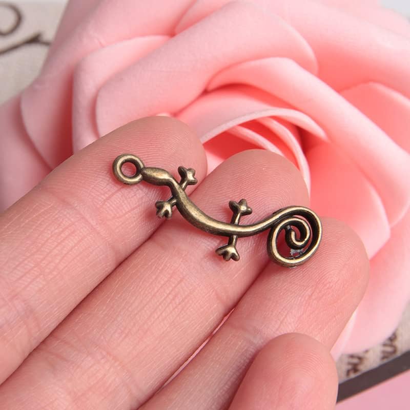 Ximimark 100 PCS Gecko Charms Antique Silver Tone 2 Sided Lizard - Image 3