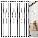 AAqq Decor 16 Pack Stair Balusters Hollow Double and Single Spoon Stair Spindles 1/2' Square Iron Balusters with 32 Swivel Shoes(A342-16)