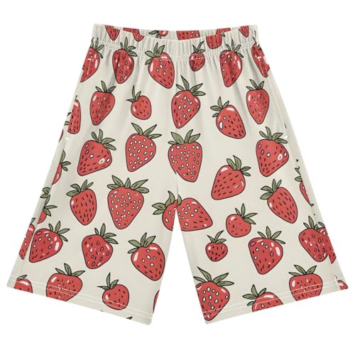 ALAZA Sweet Strawberry Fruit Retro Pajama Shorts Sleep Shorts Pant Lounge Pajama Bottoms Elastic Waist with Pockets