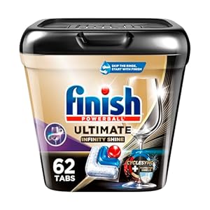 Finish Ultimate Plus Infinity Shine – 62 Count – Dishwasher Detergent – With Protector Shield and CycleSync™ Technology – Dishwashing Tablets – Dish Tabs